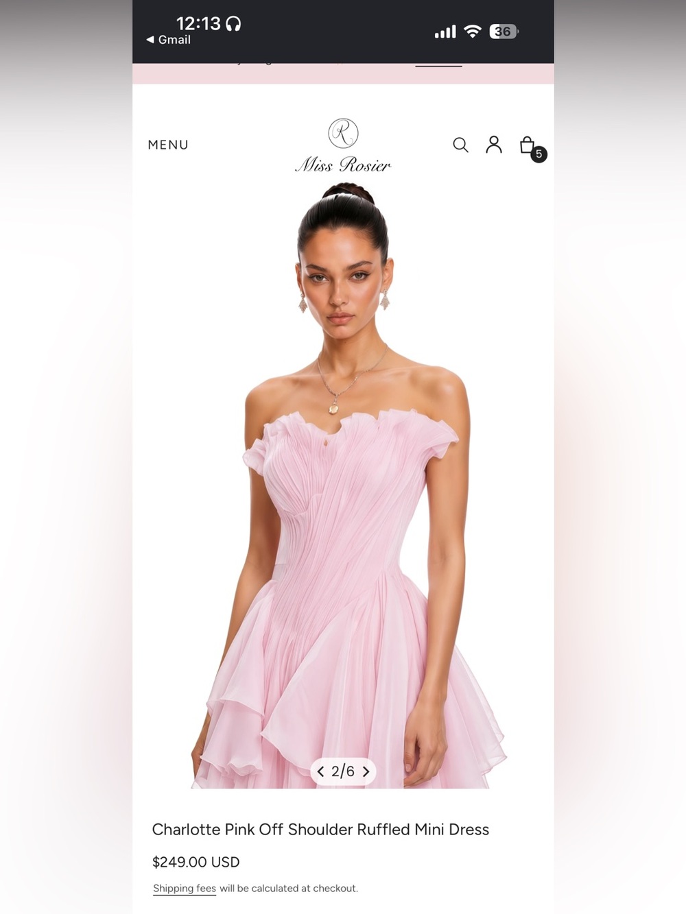 Strapless Light Pink Ruffled Mini Dress - Picture 2 of 7